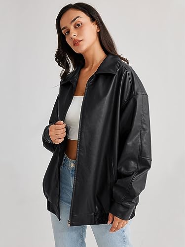 Trendy Plus Size Women's Oversized Leather Jacket