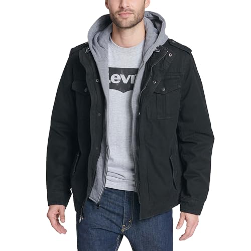 Levi's Men's Black Cotton Military Jacket