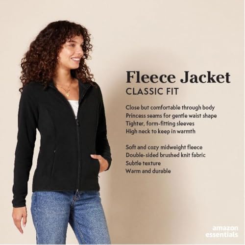 Women's Polar Fleece Full-Zip Jacket, Navy 3X