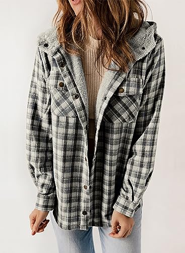 Plaid Sherpa Jacket with Pockets for Women