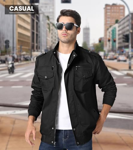 Men's Tactical Black Utility Winter Windbreaker Jacket