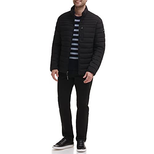 Calvin Klein Men's Classic Packable Down Jacket, Black Stretch, Large