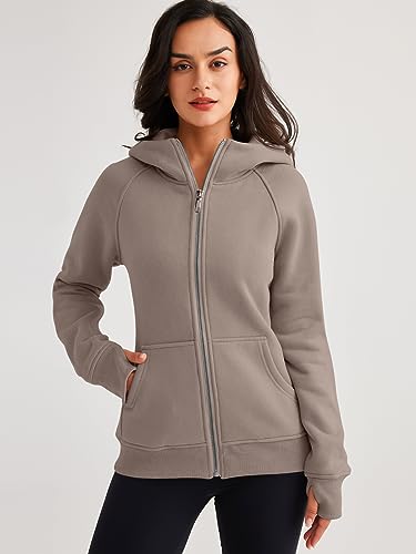 Trendy Oversized Fleece Zip Up Hoodie for Women