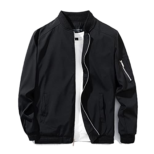 Men's Slim Fit Lightweight Black Bomber Jacket