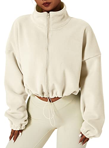 QINSEN Women's Cozy Polar Fleece Bomber Jacket