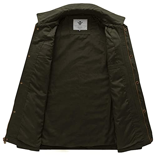WenVen Men's Tactical Canvas Military Jacket Army Green