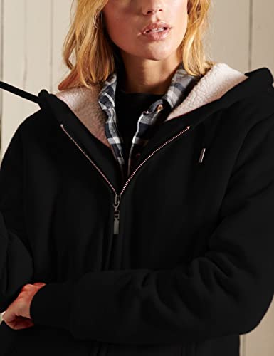 Yeokou Women's Black Sherpa Lined Hoodie Jacket
