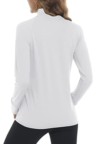 MAGCOMSEN Women's Lightweight Full Zip Jacket - White