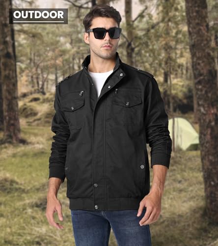 Men's Tactical Black Utility Winter Windbreaker Jacket