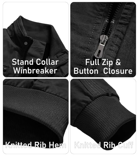 Men's Tactical Black Utility Winter Windbreaker Jacket