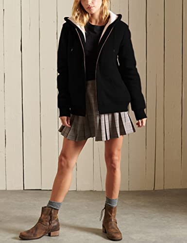 Yeokou Women's Black Sherpa Lined Hoodie Jacket
