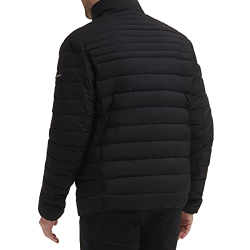 Calvin Klein Men's Classic Packable Down Jacket, Black Stretch, Large