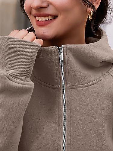 Trendy Oversized Fleece Zip Up Hoodie for Women