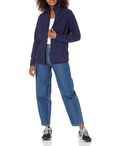 Women's Polar Fleece Full-Zip Jacket, Navy 3X