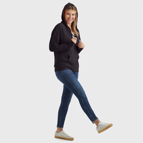 Hanes Women's Black Textured Full-Zip Hoodie