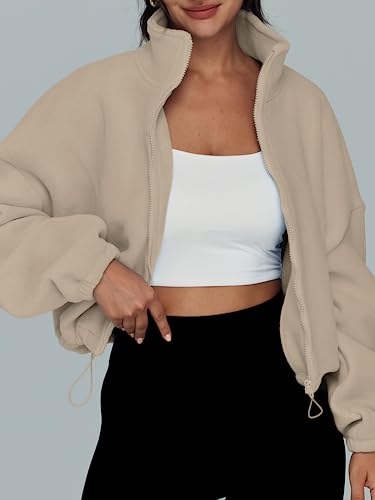 Womens Oversized Fleece Bomber Hoodie Jacket