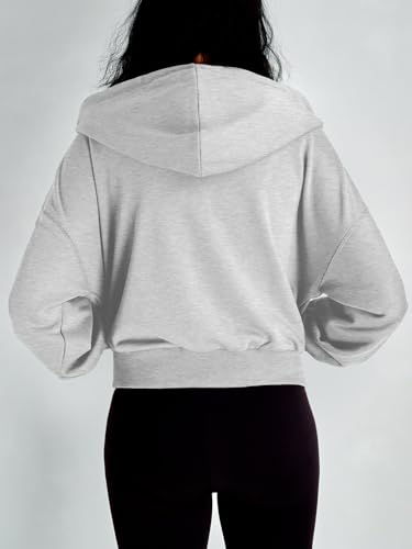 Trendy Grey Hoodies for Women - Cropped Zip Up