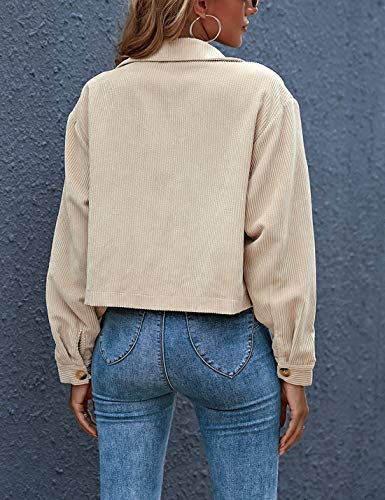 Gihuo Women's Cropped Corduroy Plaid Shacket