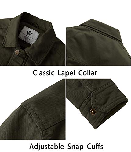 WenVen Men's Tactical Canvas Military Jacket Army Green