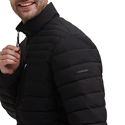 Calvin Klein Men's Classic Packable Down Jacket, Black Stretch, Large