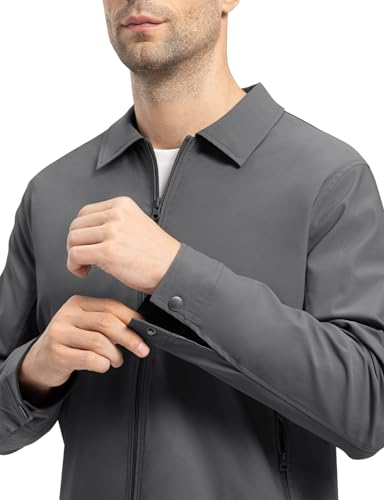 Men's Lightweight Casual Windbreaker Jacket - Deep Gray