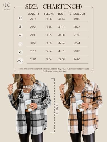 AUTOMET Women's Plaid Flannel Shacket Jacket