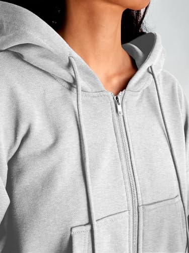 Trendy Grey Hoodies for Women - Cropped Zip Up