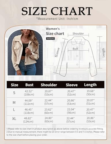 Gihuo Women's Cropped Corduroy Plaid Shacket