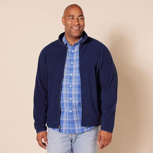 Men's Navy Full-Zip Fleece Jacket - Big & Tall