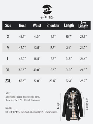 SaphiRose Women's Hooded Waterproof Rain Jacket