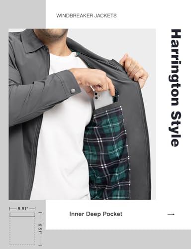 Men's Lightweight Casual Windbreaker Jacket - Deep Gray