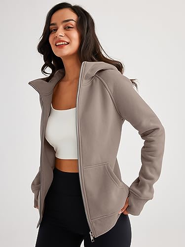 Trendy Oversized Fleece Zip Up Hoodie for Women