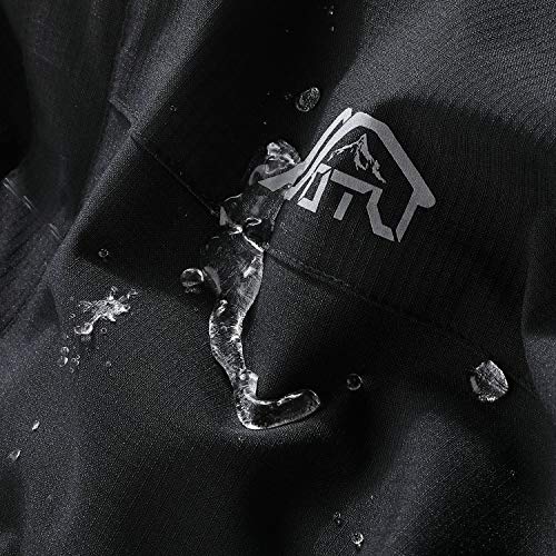 Men's Waterproof Hooded Rain Jacket - Black, XL
