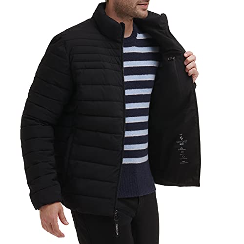 Calvin Klein Men's Classic Packable Down Jacket, Black Stretch, Large