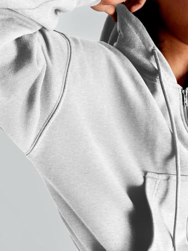 Trendy Grey Hoodies for Women - Cropped Zip Up