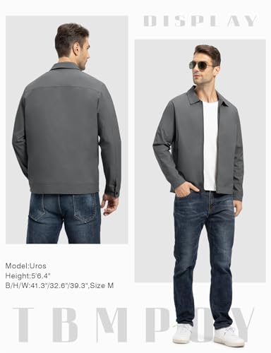 Men's Lightweight Casual Windbreaker Jacket - Deep Gray