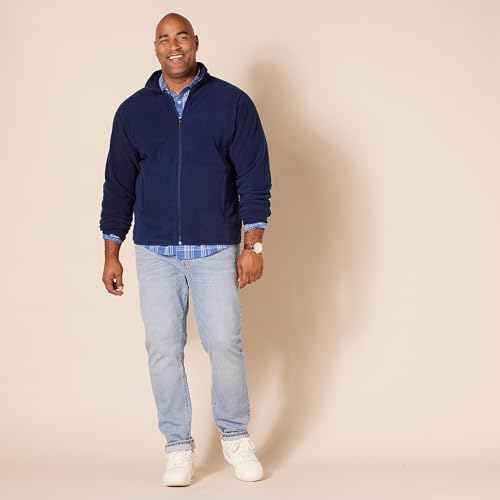 Men's Navy Full-Zip Fleece Jacket - Big & Tall