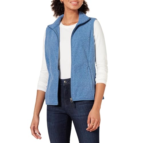 Women's Plus Size Sleeveless Fleece Vest - Blue