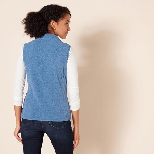 Women's Plus Size Sleeveless Fleece Vest - Blue