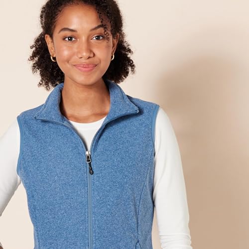 Women's Plus Size Sleeveless Fleece Vest - Blue