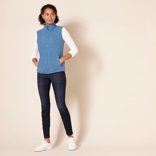 Women's Plus Size Sleeveless Fleece Vest - Blue