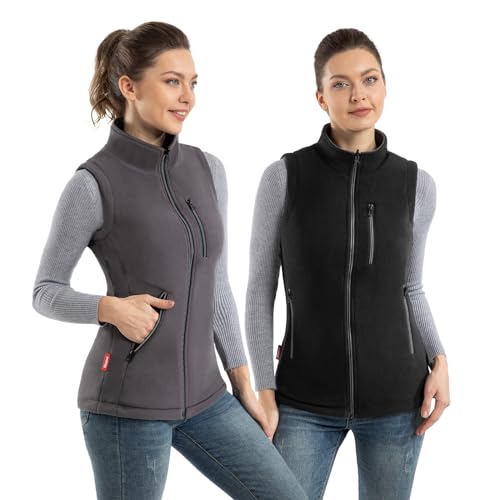 Women's Reversible Fleece Vest with Zipper Pockets