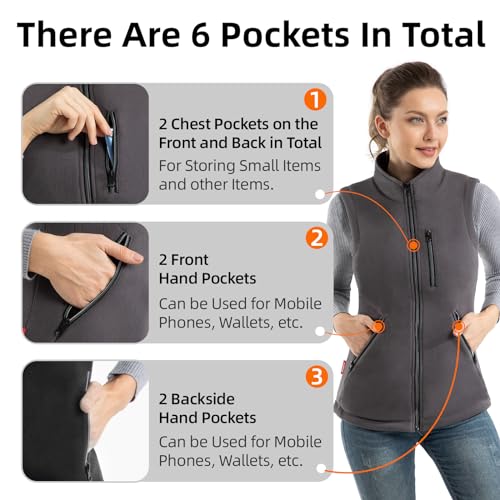 Women's Reversible Fleece Vest with Zipper Pockets