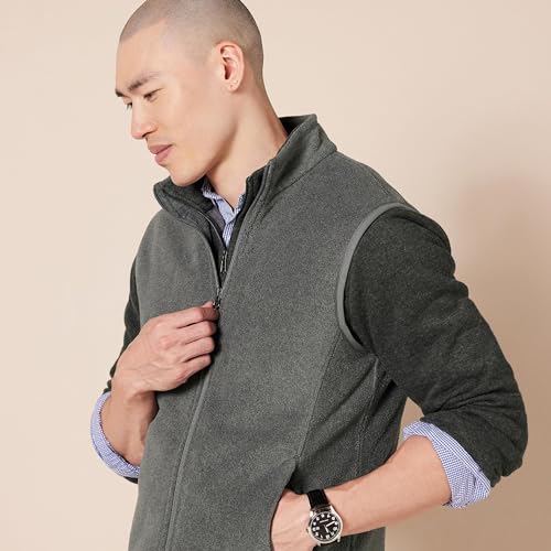Men's Full-Zip Polar Fleece Vest - Charcoal