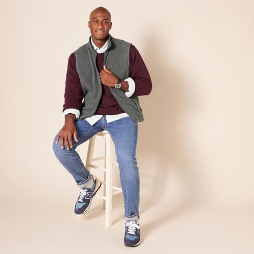 Men's Full-Zip Polar Fleece Vest - Charcoal