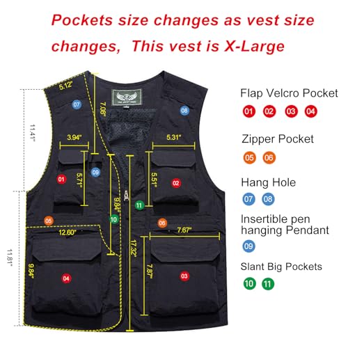 Flygo Men's Outdoor Cargo Vest with Pockets