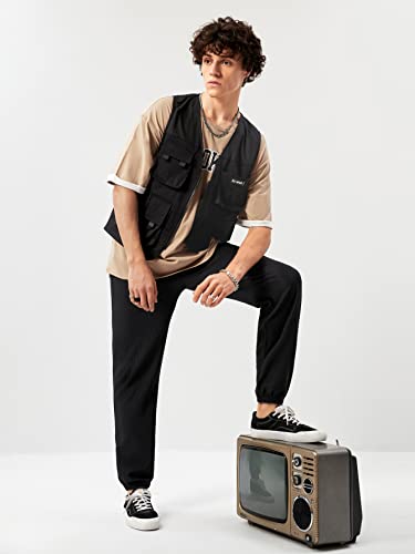 Men's Steampunk Cargo Vest Jacket - Black