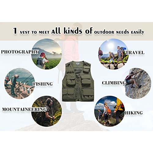 Flygo Men's Lightweight Outdoor Fishing Cargo Vest