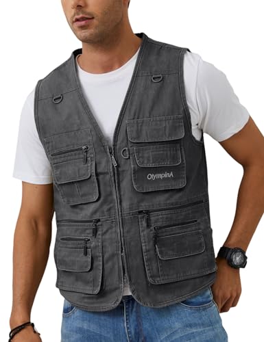 Men's Multi-Pocket Fishing Vest Jacket - Grey