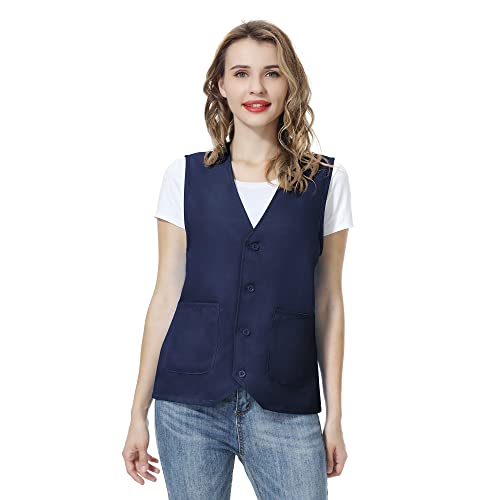 Unisex Button-Up Work Vest - Navy Blue